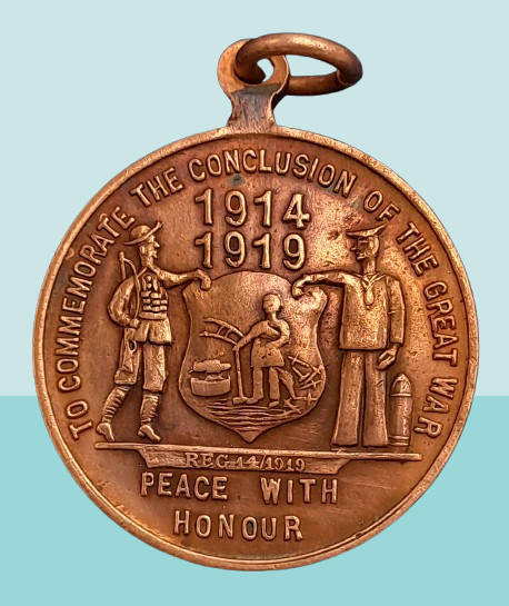 1919 End Of WW1 -Bronze Medal - Peace Celebrations 1919 Johannesburg 40,000 Minted