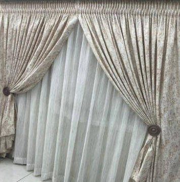 3 Piece 2.5m Curtain with 2 Drops featuring elegant White Lace - Design 5