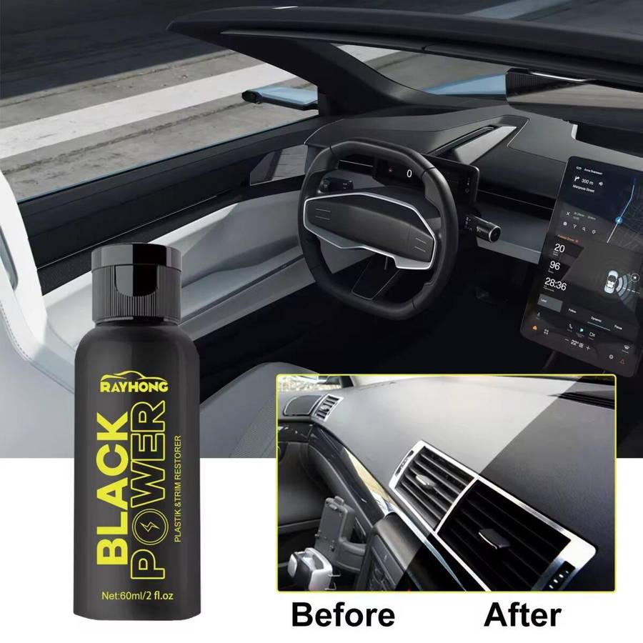 Black Power Plastic & Trim Restorer  For unpainted trims, door handles, mirror housings, windscreen