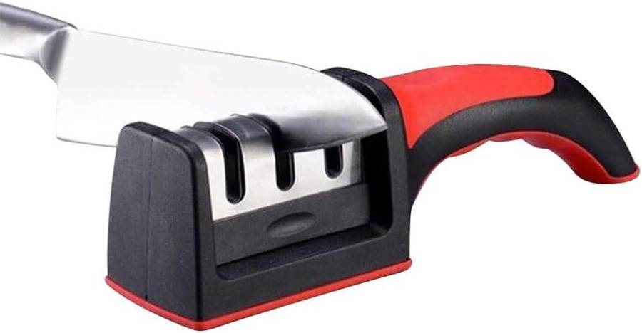 3 Stage Manual Kitchen Knife Sharpener with Non Slip Handle