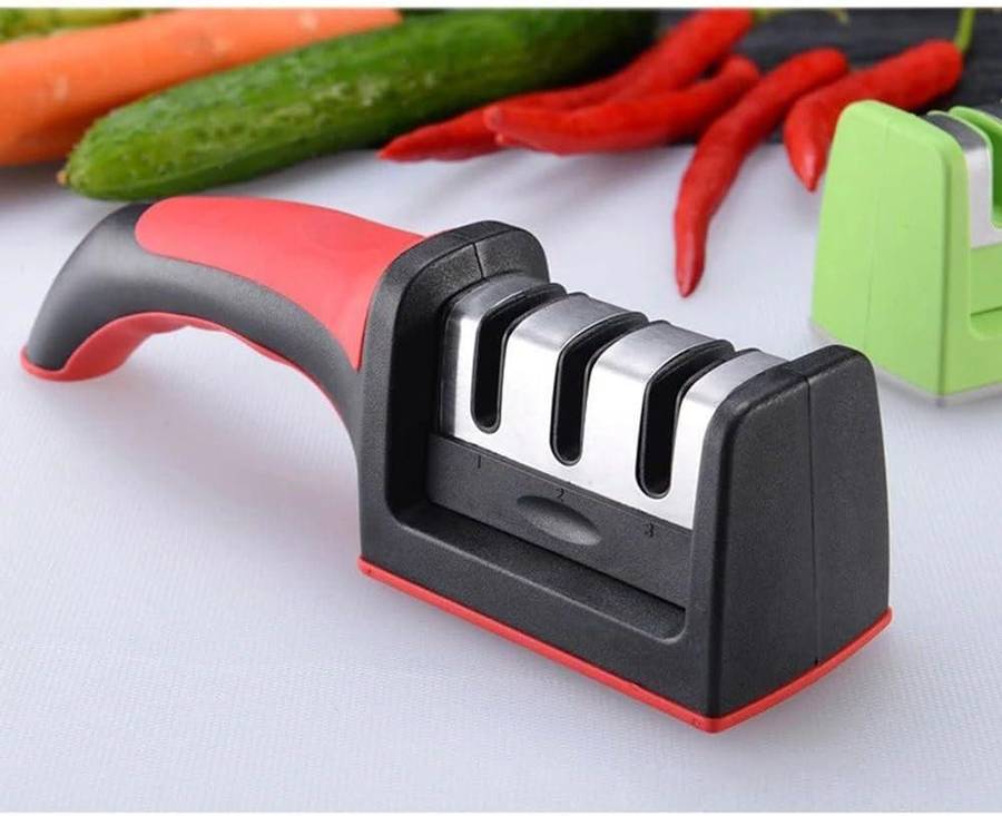 3 Stage Manual Kitchen Knife Sharpener with Non Slip Handle