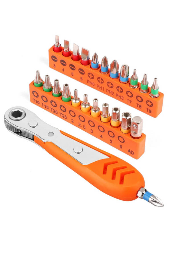 Horsudy 23-in-1 Mini Ratchet Wrench & Screwdriver Bits Set