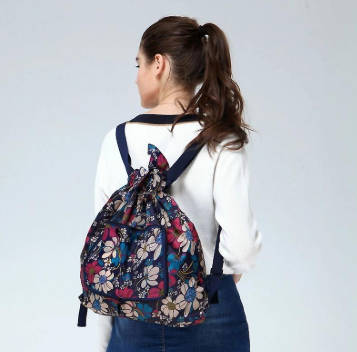 Floral Foldable Drawstring Backpack