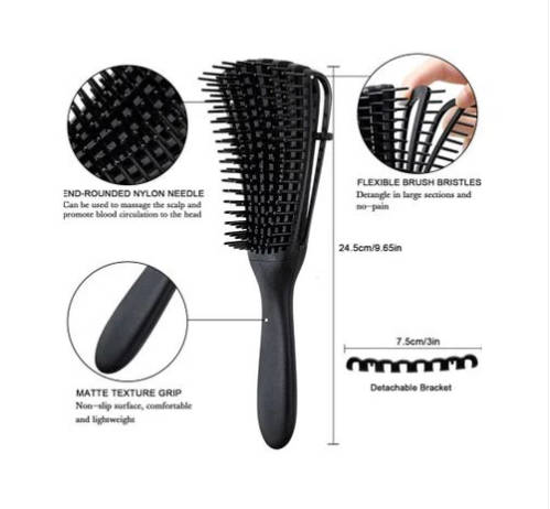 8 Row Detangling Brush Black