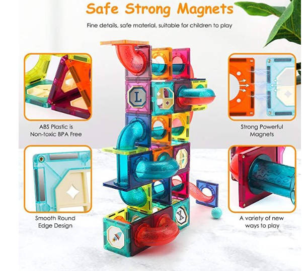 73 Pcs Magnetic Pipeline Tiles Magic Blocks 3D STEM Stacking Toys