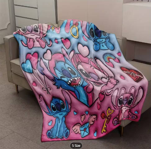 Stitch & Lilo Cute Love Heart Blanket! Size Does Matter (150x180cm)