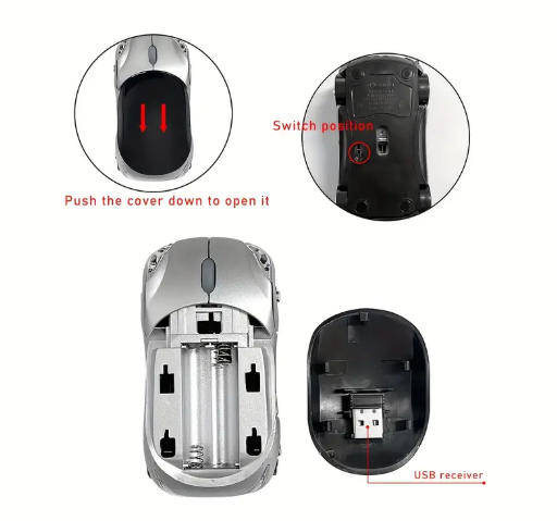 Car Model Wireless Mouse USB 2.4G Receiver (Silver/Grey)