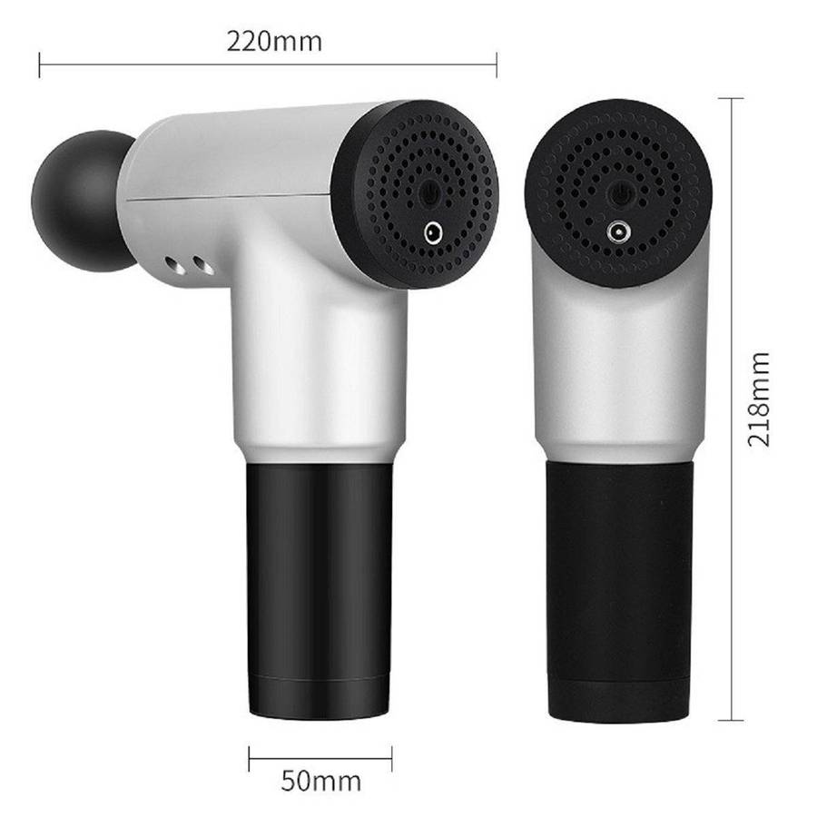 Muscle Recovery Fascial Massage Gun with 4 Massage Heads - Silver