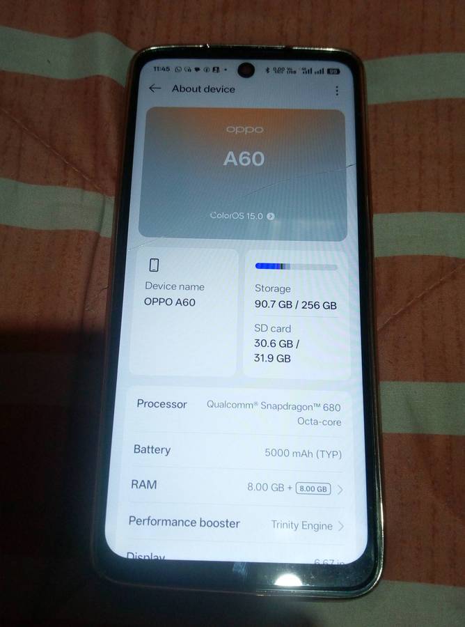 OPPO A60 SMARTPHONE|| 256G/16G, 50MP CAM, FINGERPRINT,BIG BATTERY