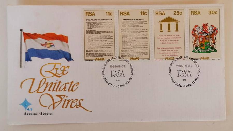 1984 South Africa First Day Cover  New Constitution  Ex Unitate Vires | PT 4.9 | With Original Ins