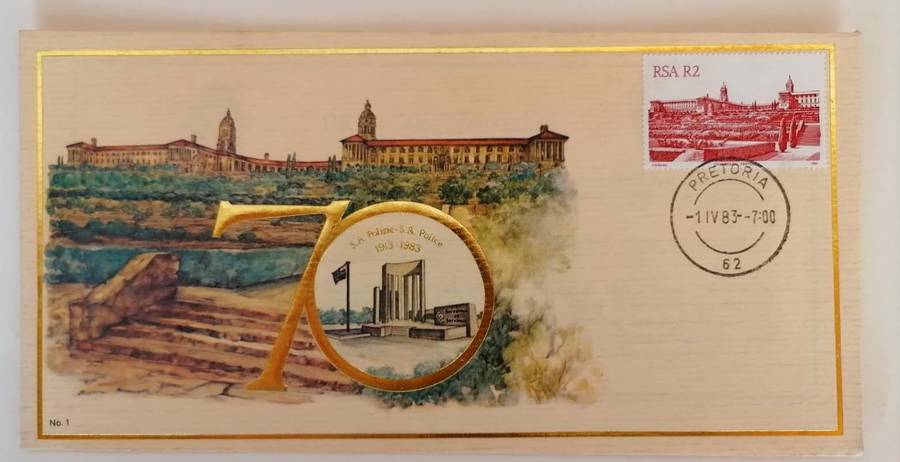Police 1913 - 1983 Official 70th Anniversary Cover | R2 Union Buildings Stamp