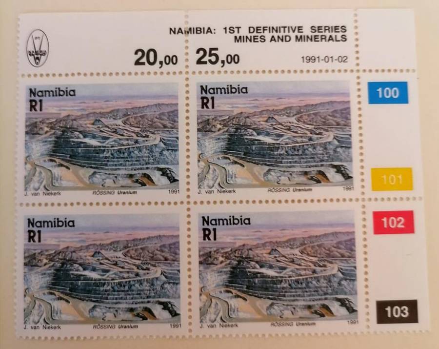 Namibia 1991 Mint Stamp Block  Rössing Uranium Mine (R1 x4) | 1st Definitive Series |