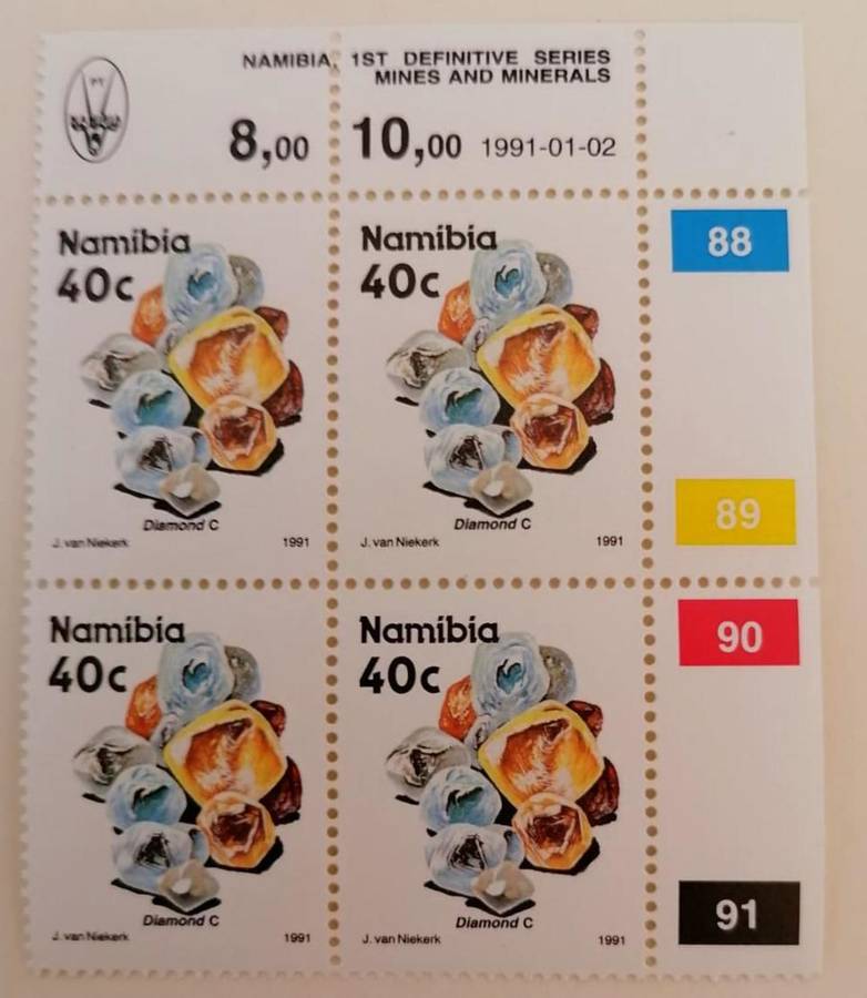 Namibia 1991 "Diamond C" Stamp Block  40c x4 | Mines & Minerals Series