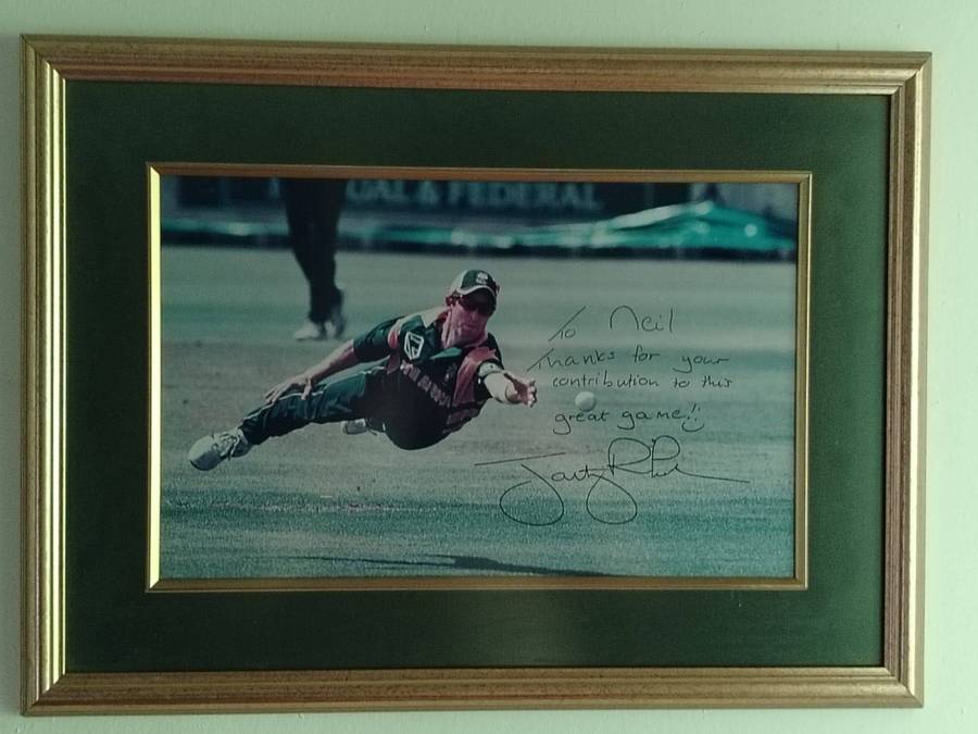 Jonty Rhodes Signed Photo  Iconic Dive  Personalised Autograph  Framed Memorabilia