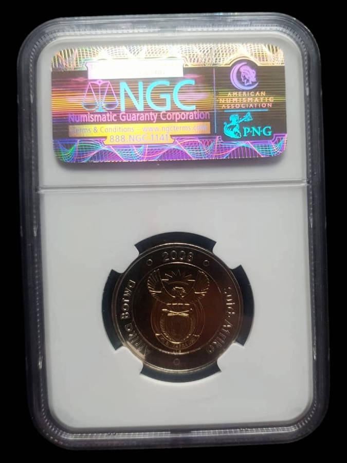 2008 South Africa R5  Nelson Mandela 90th Birthday (Bimetallic)  NGC MS67 | Brilliant Uncirculated