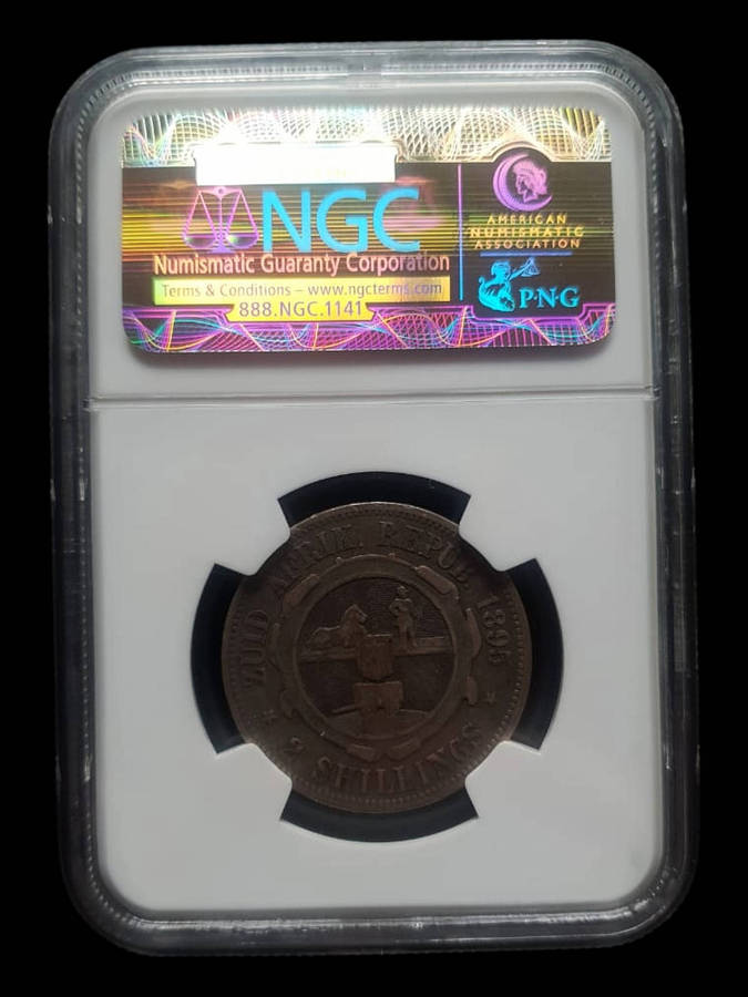 1895 ZAR 2 Shillings  Zuid Afrikaansche Republiek | Paul Kruger Silver Coin | NGC VG 8 Certified