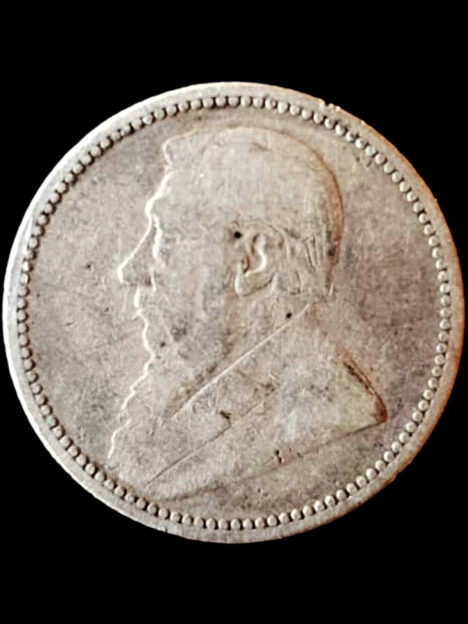 1892 Zuid-Afrikaansche Republiek (Z.A.R.) 6 Pence Silver Coin  President Paul Kruger