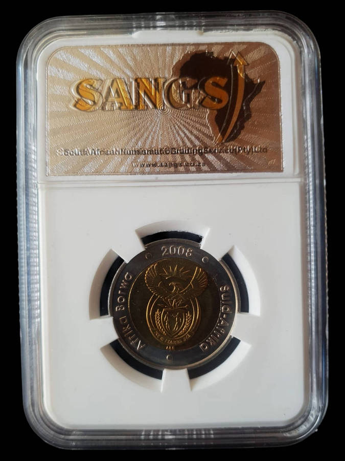 2008 South Africa R5 Nelson Mandela 90th Birthday Coin  SANGS Certified MS66 (Choice Uncirculated)