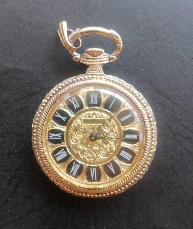 Vintage Emka Swiss Pocket Watch  15 Jewels Mechanical  Ornate Gold Case  Working Condition