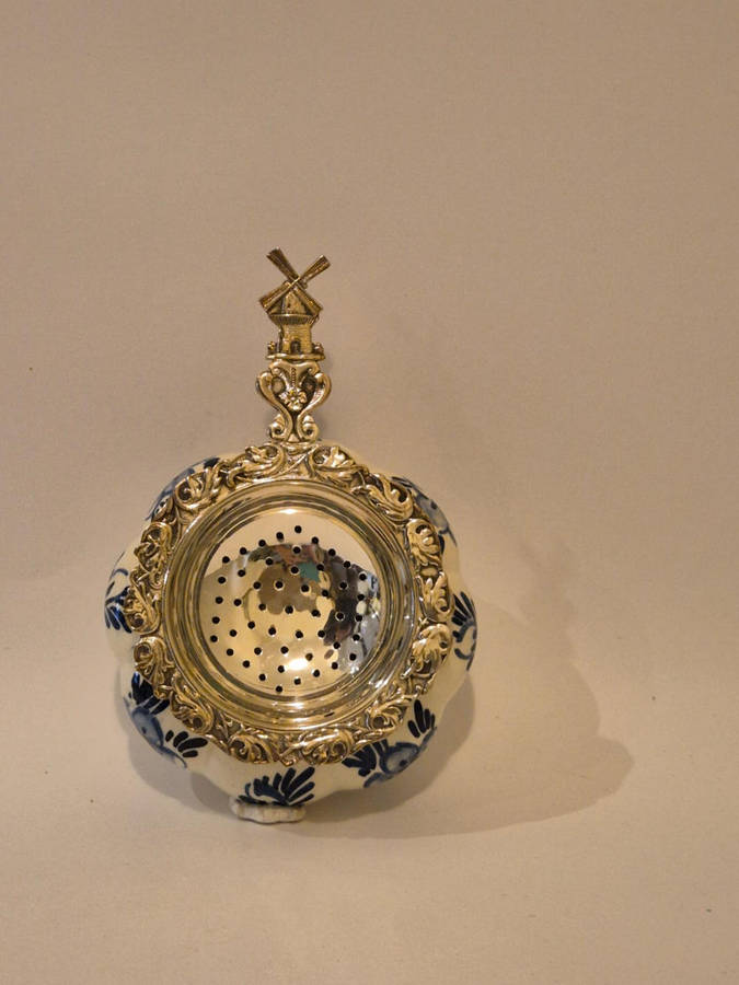 Vintage Delft Blue Tea Strainer