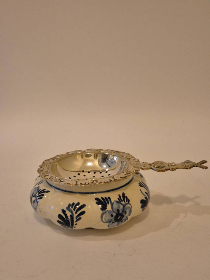 Vintage Delft Blue Tea Strainer
