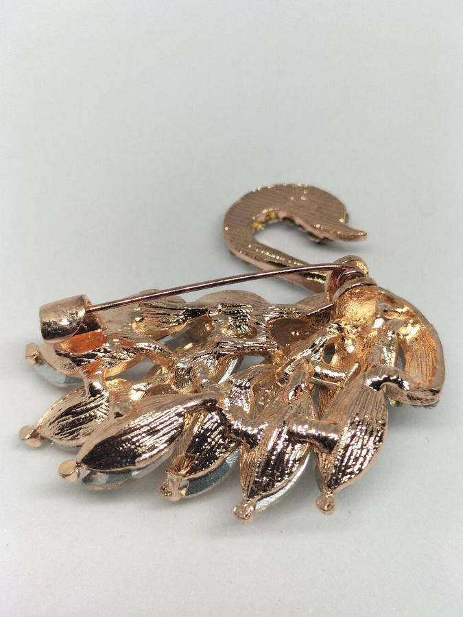 Beautiful Swan Brooch Rose Gold Coloured