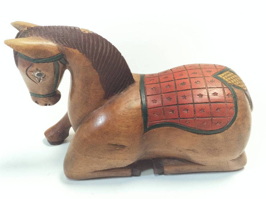 Vintage Hand carved Horse Sculpture/box