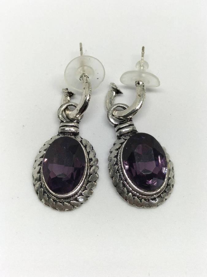 Earrings Amethyst Purple Set of 2