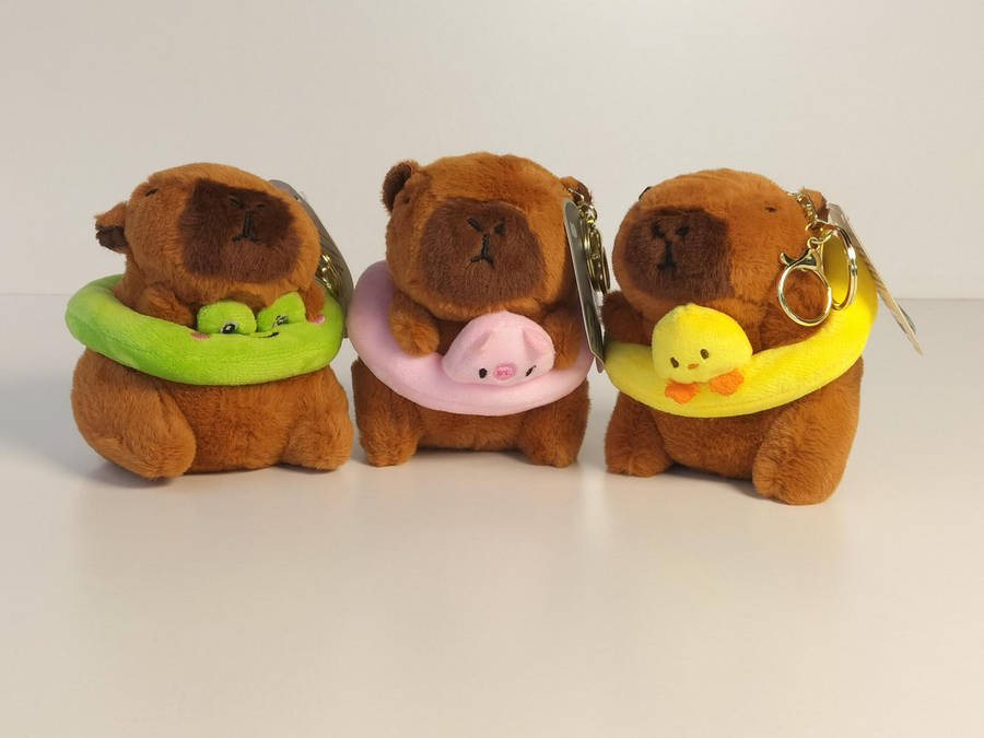 Capybara plush keyring cuties with removable swim tube