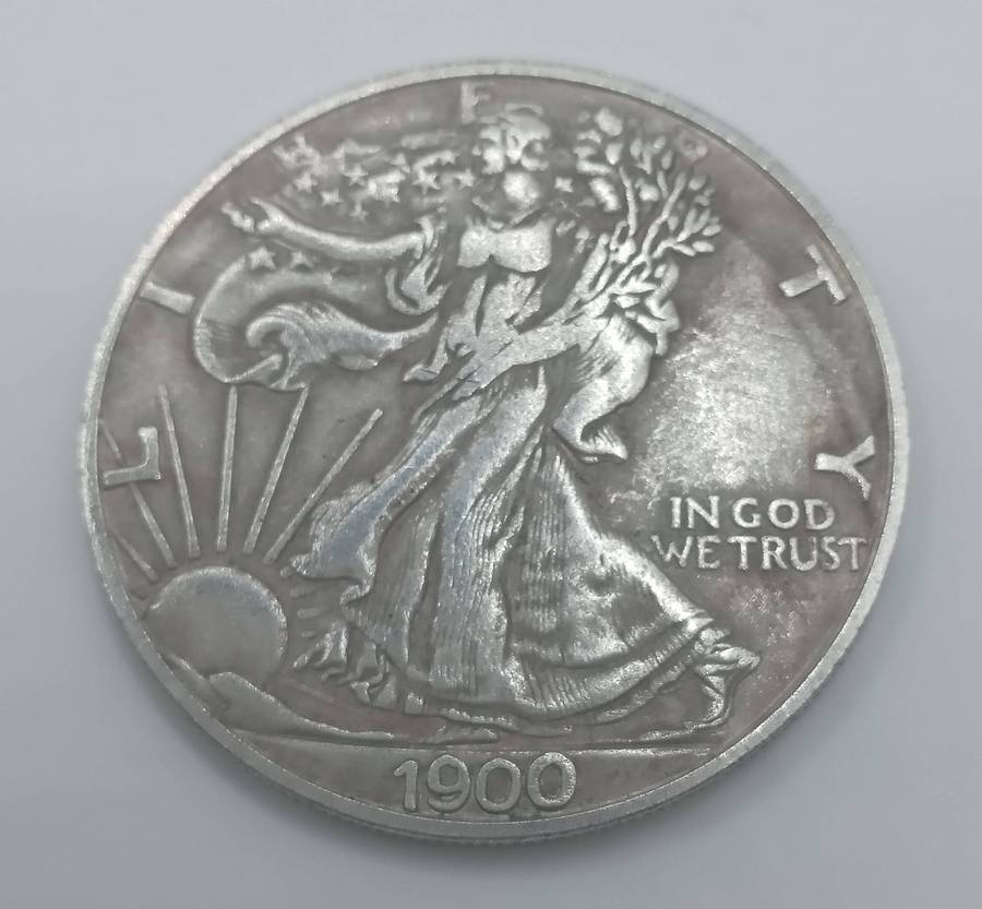 1900 USA Liberty - Eagle Emblem - Silvery One Dollar Commemorative Coin