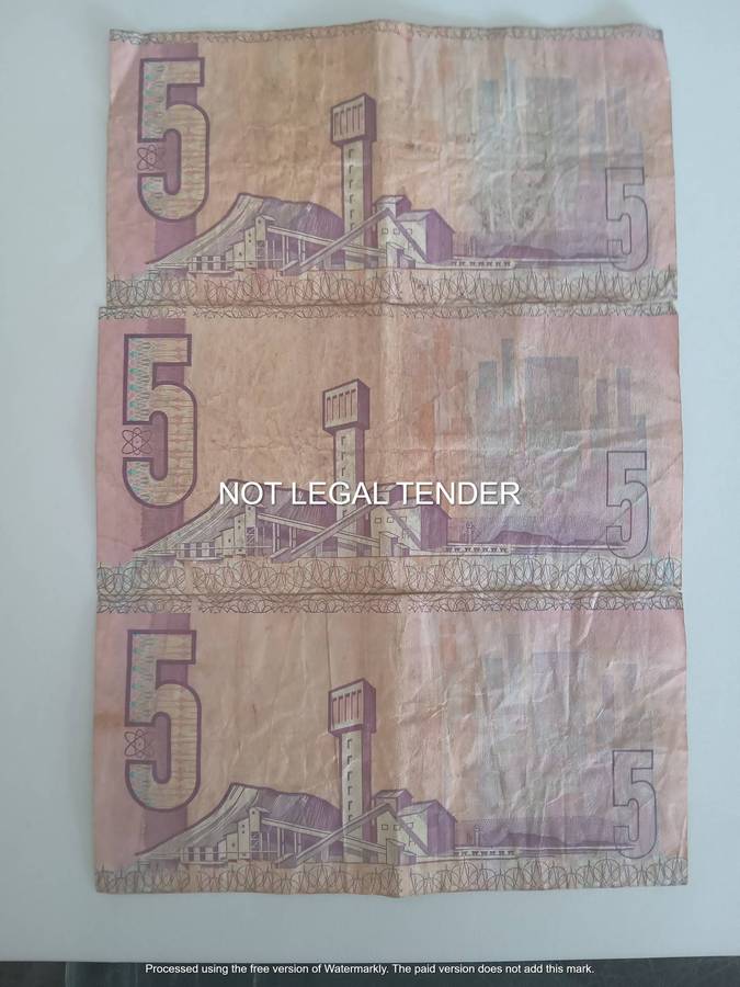 THREE SA FIVE RAND - GPC DE KOCK - BANK NOTES