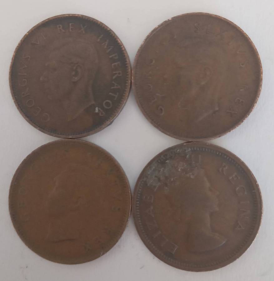 FOUR SA QUARTER PENNIES: 1 X 1946, 1 X 1950, 1 X 1951 AND 1 X 1955
