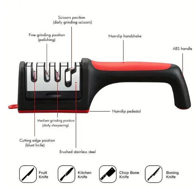Knife Sharpener 4 Stages Professional Kitchen Knife Sharpening Stone Tungsten Diamond Ceramic