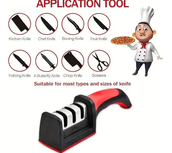 Knife Sharpener 4 Stages Professional Kitchen Knife Sharpening Stone Tungsten Diamond Ceramic