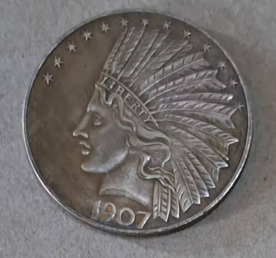 1907 Ten Dollars USA Eagle Commemorative Coin. "Crown size"
