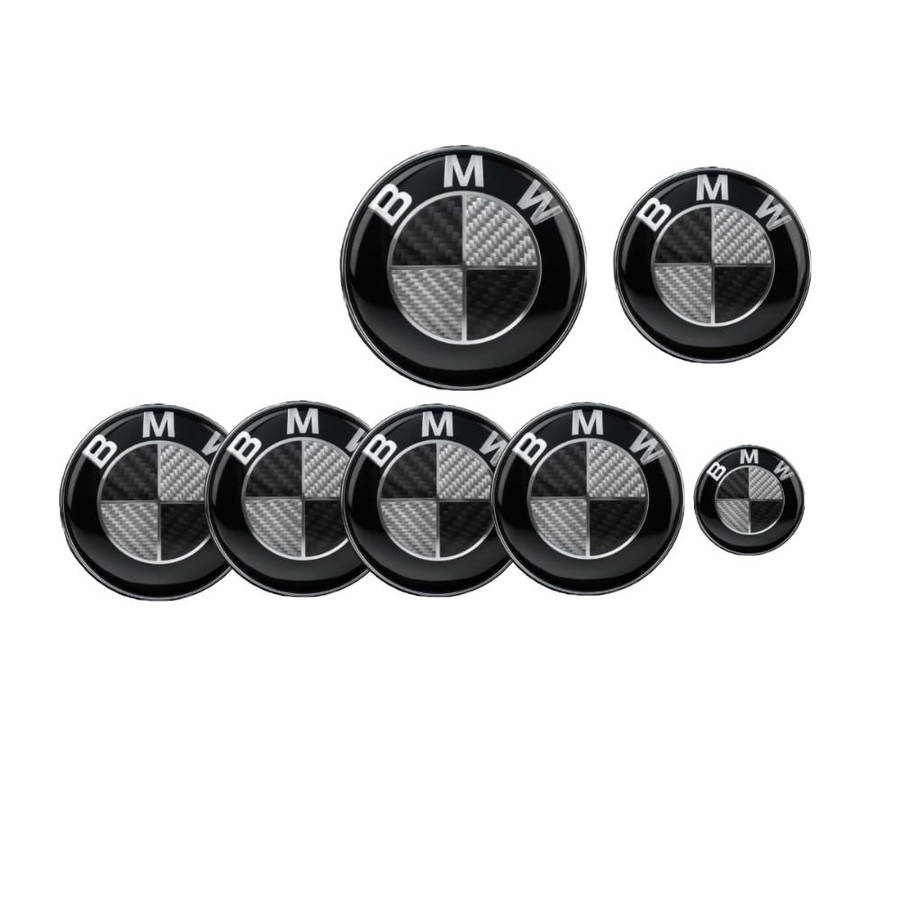 BMW Black & White Carbon Badges (7 piece)