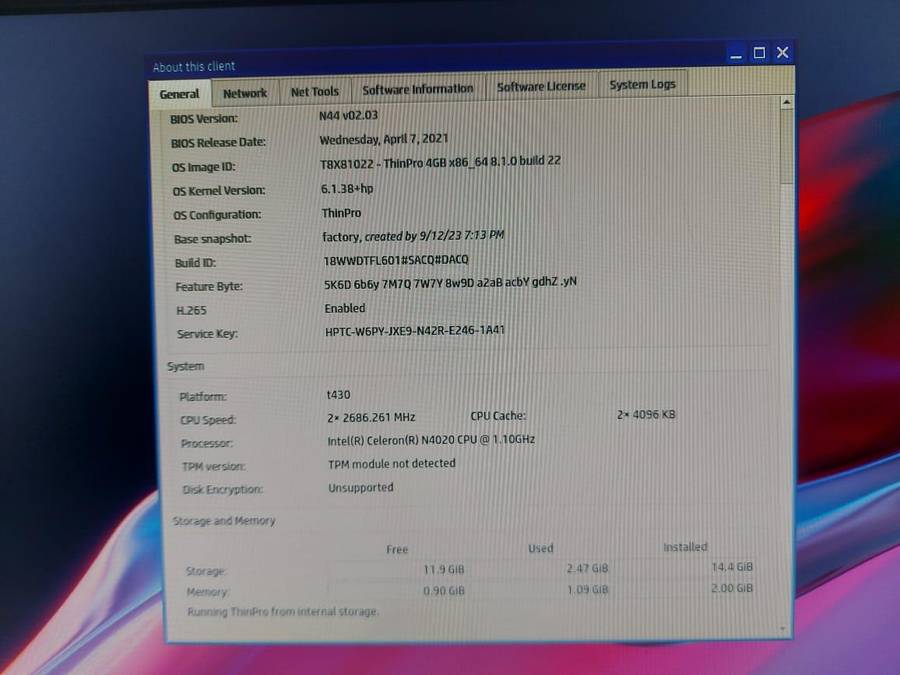 HP t430 Thin Client - 1.1 GHz - Intel - Intel Celeron - N4020