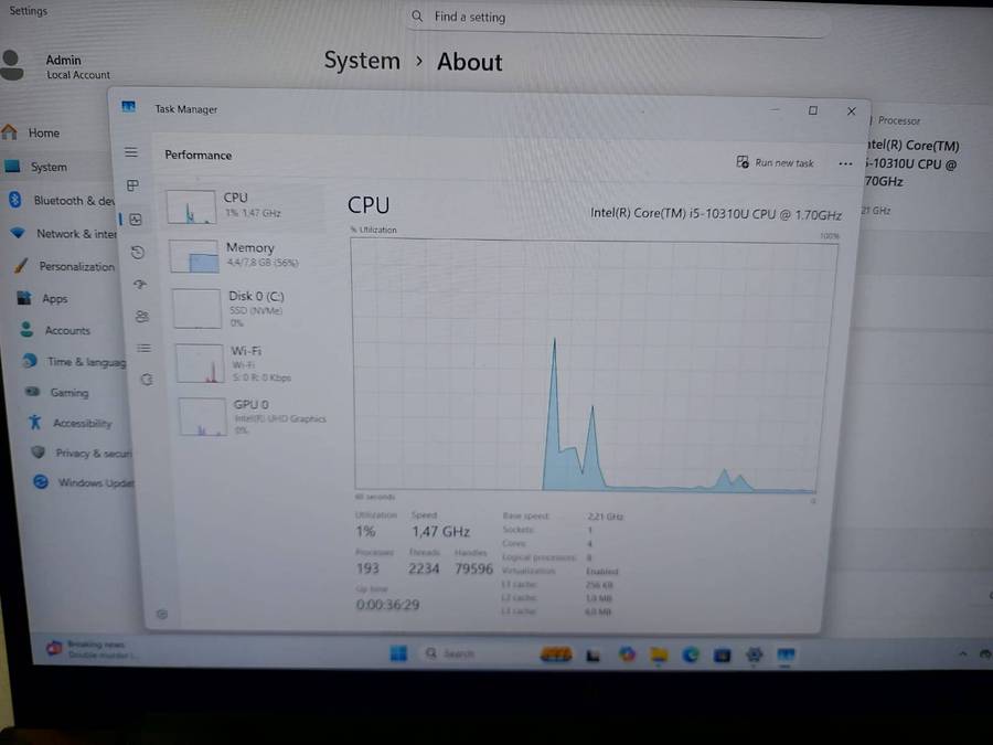 HP Zbook Firefly 15 G7 i5-10310U 1.7GHz 8GB Ram 256GB NVMe SSD