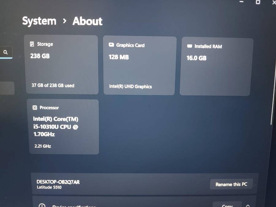 Dell Latitude 5510 10th Gen Core i5