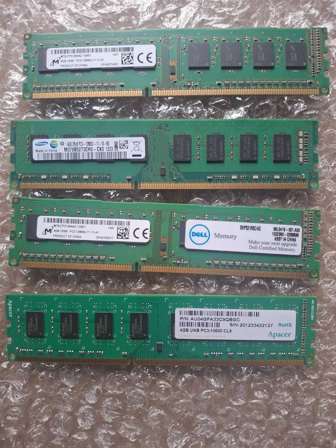 DDR3 16GB (4x4) 1600MHz Desktop RAM (Assorted)
