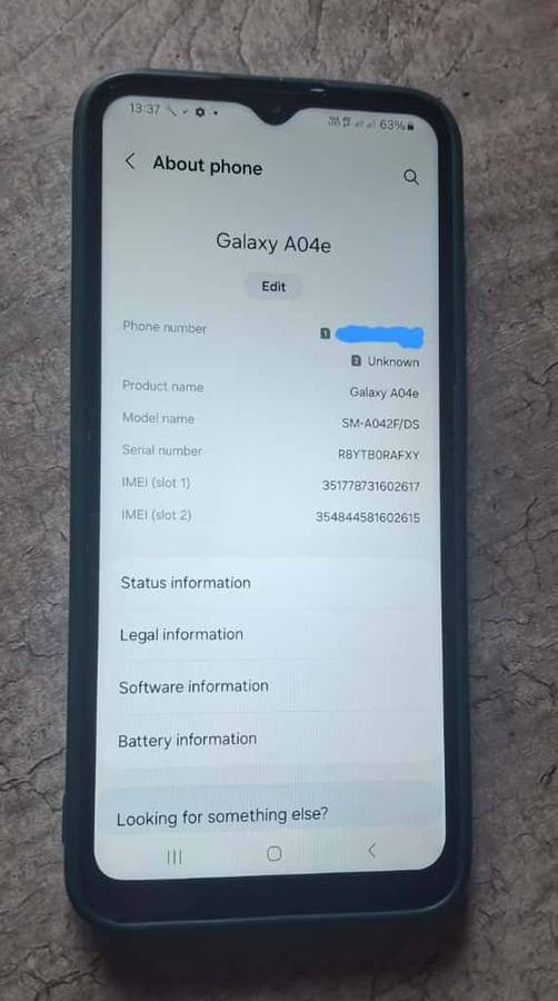 Samsung Galaxy A04e Dual Sim Blue With a case included.