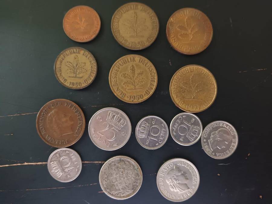 14 rare coins - 6 Deutschland Pfennig, 8 Nederland coins