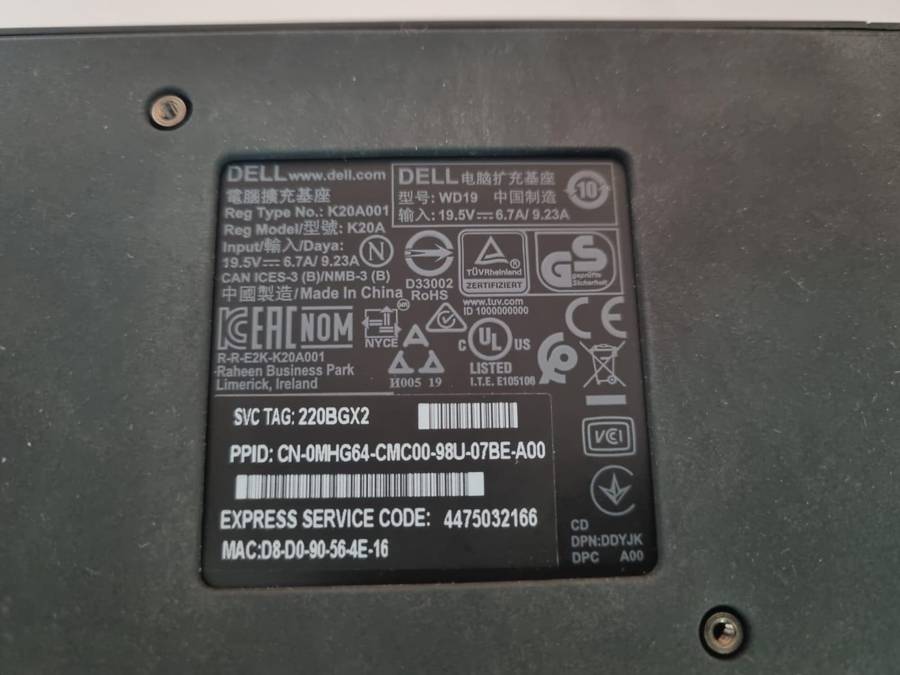 Dell WD19 Docking Station c/w 180W AC Adapter