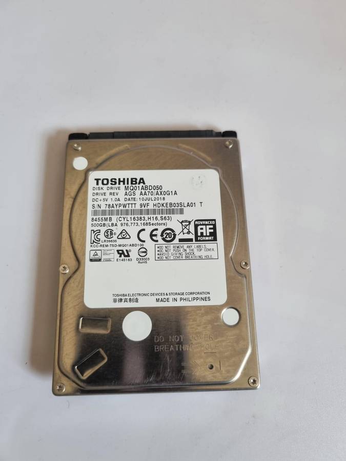 Toshiba 500GB 2.5" Laptop Hard Drive (Refurb)