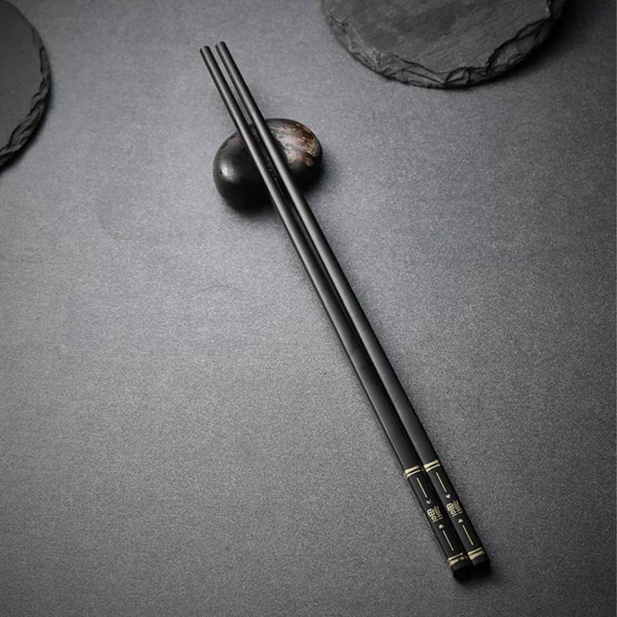 Chopsticks Chinese Alloy Black Sushi Hashi Chop Sticks - 5 Pairs