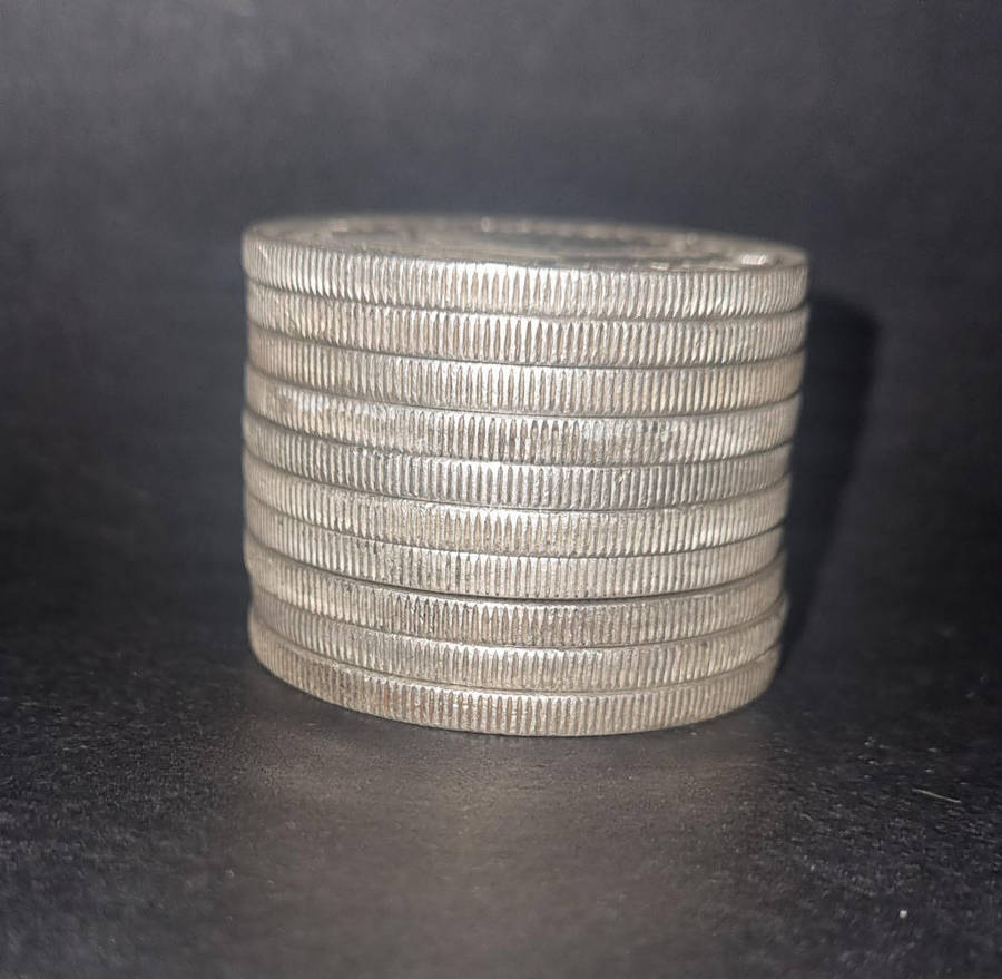 10 × 1949 5 Shilling coins