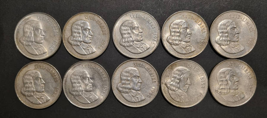 10 × 1966 Afrikaans R1 coins