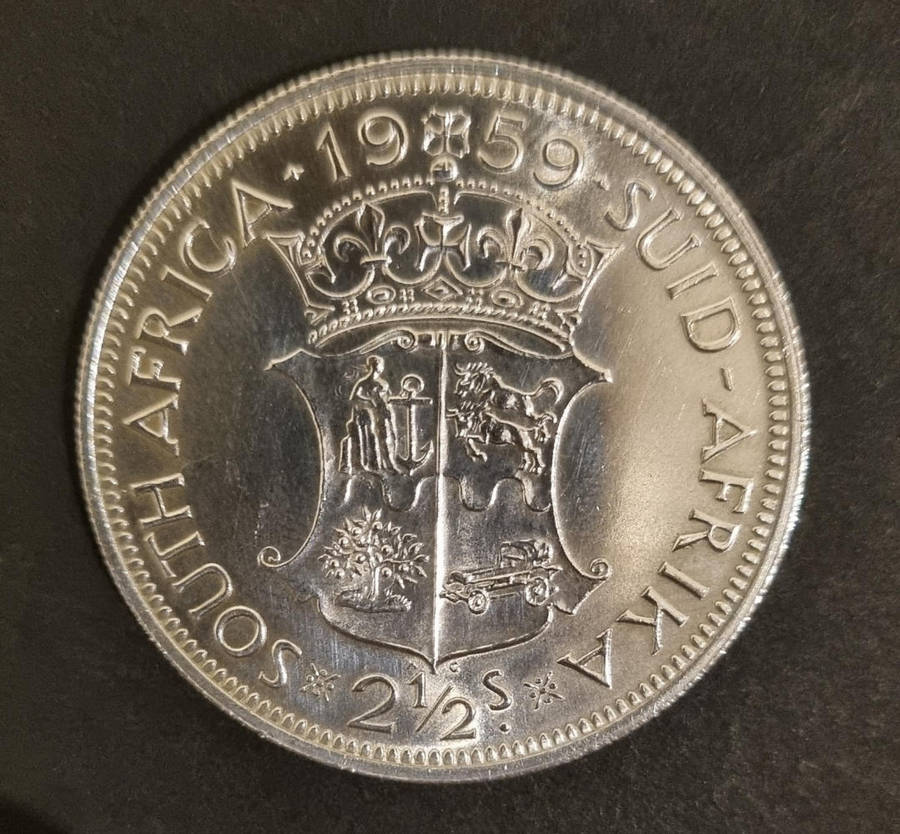 1959 South Africa 2½ Shillings  Queen Elizabeth II  Shiny Mint Condition  Rare Collectible