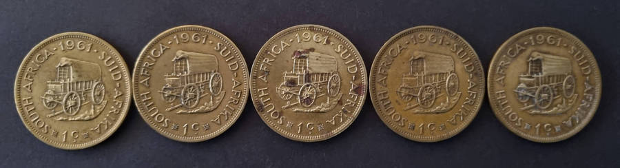 5 × 1961 - 1 cent coins