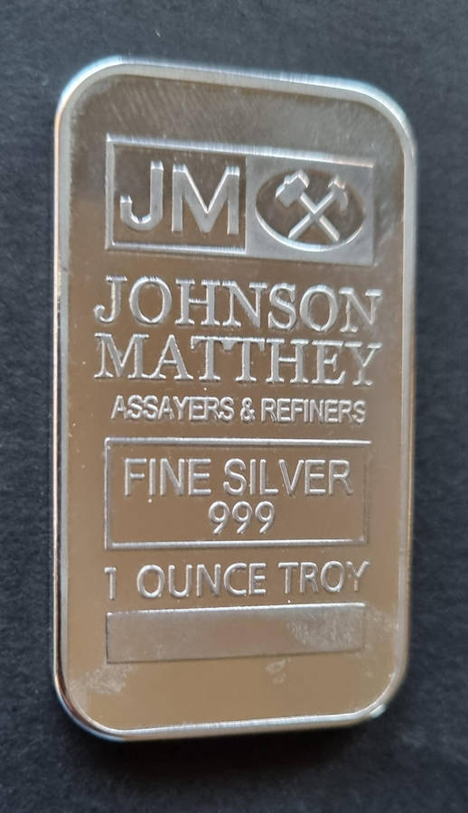 1 Ounce 999 Fine silver Bar - Johnson Matthey